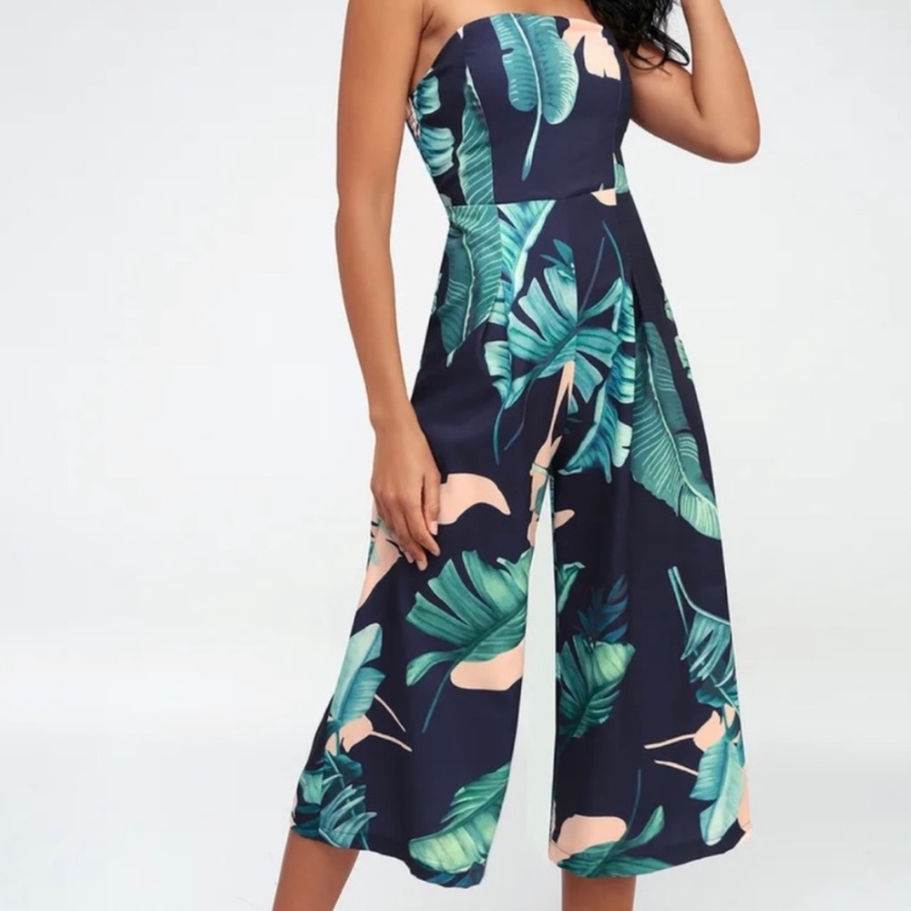 Lulus Tropical Print Jumpsuit Size XS